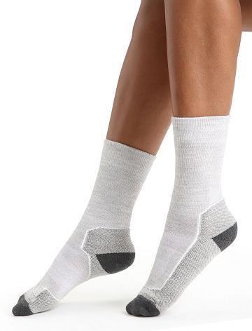 Women's Icebreaker Merino Hike+ Light Crew Socks Blizzard Heather | CA 1519TCEV